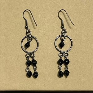 4/$12 Black and silver dangly earrings